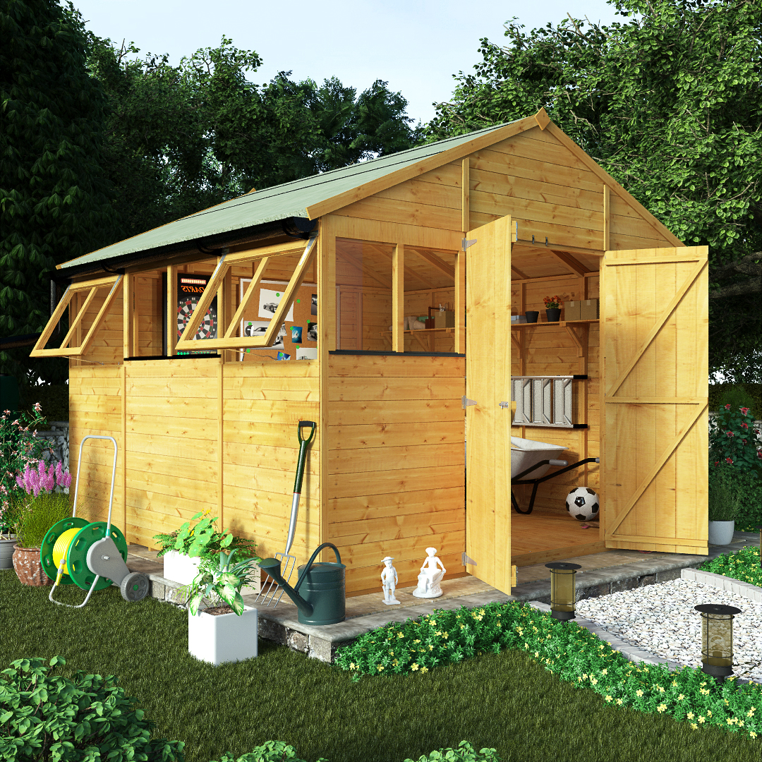 BillyOh 10 x 10 Greenkeeper Premium Tongue & Groove Double Door Workshop Garden Shed